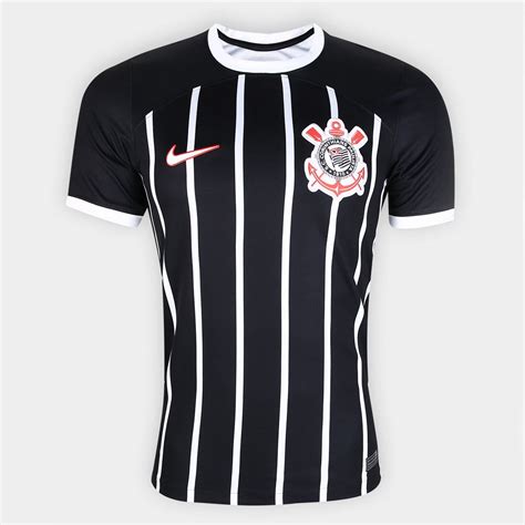 Camisa Corinthians II 23 24 S N Torcedor Nike Masculina Preto Branco