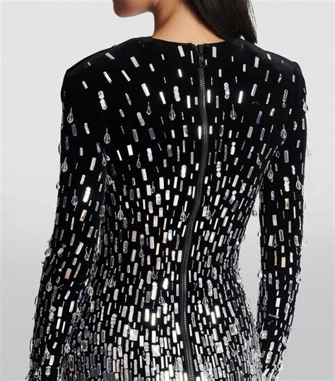 Womens Balmain Black Sequin Embellished Mini Dress Harrods Us