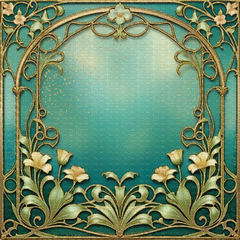 Springtimes Gold Teal Art Deco Background Springtimes Gold Teal