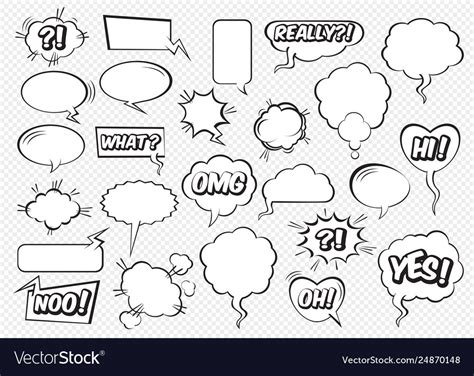 Set Comic Speech Bubbles Royalty Free Vector Image