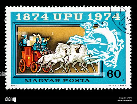 Postage Stamp From Hungary Depicting A Mail Coach Issued For The