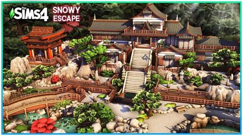 Sims 4 SNOWY ESCAPE MANSION ⛩️ [No CC]- Japanese Build - Sims 4 Speed B... | Sims 4 house ...