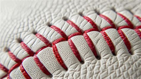 Premium Photo Generative Ai Baseball Leather Ball Close Up Macro