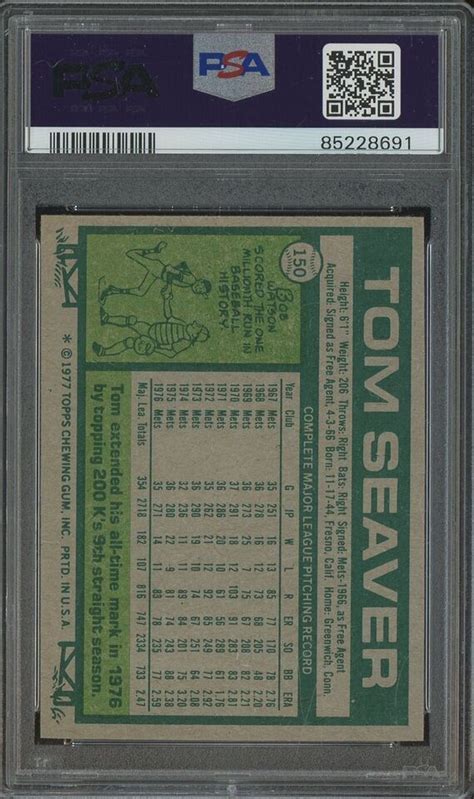 1977 Topps 150 Tom Seaver New York Mets HOF PSA 8 LOOKS NICER EBay