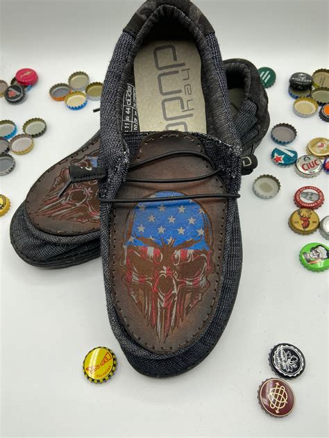 Custom Leather Hey Dudes With Bottle Opener American Flag Etsy