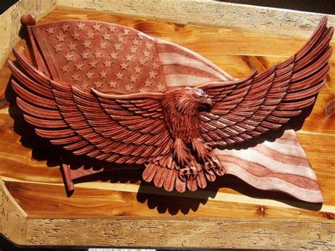 American Bald Eagle ~ Eagle American Flag ~ Bald Eagle Wood Carving