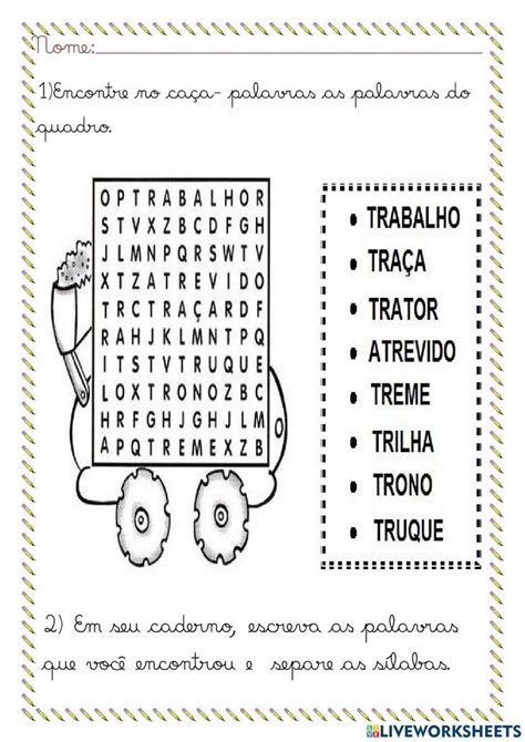 Ca A Palavras Encontro Consonantal Worksheet In Workbook