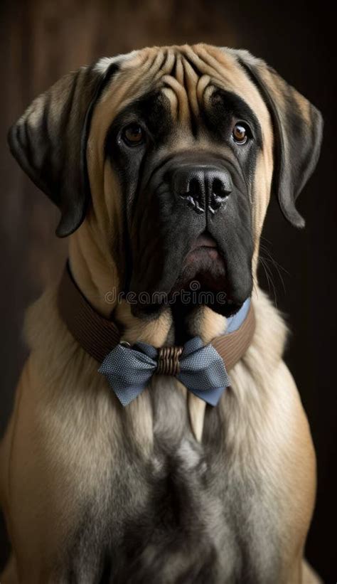 Realistic Portrait Illustration Art Showcasing Cute English Mastiff