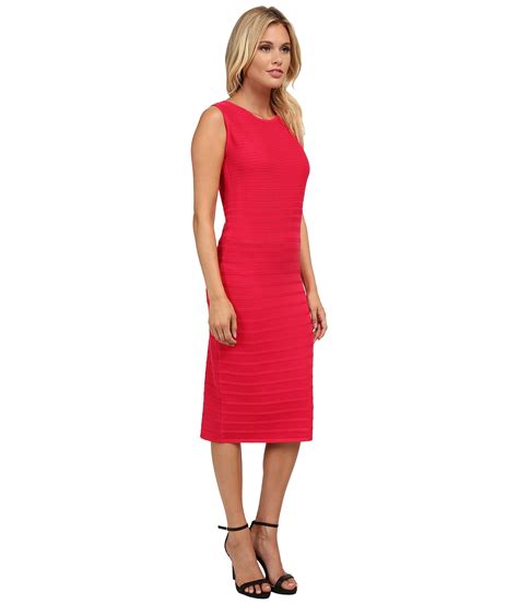 Lyst Calvin Klein Sleeveless Rib Striped Dress In Pink