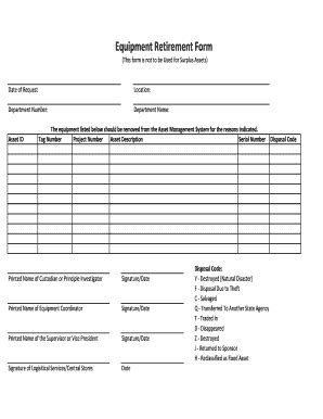 Fillable Online Savannahstate Equipment Retirement Form Savannah