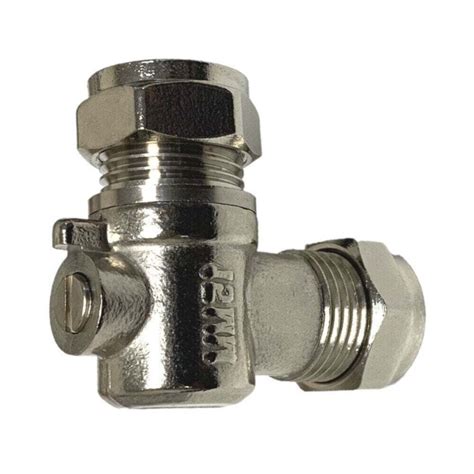 15mm Angled Isolating Isolation Valves Chrome Plated Elbow 90 Degree