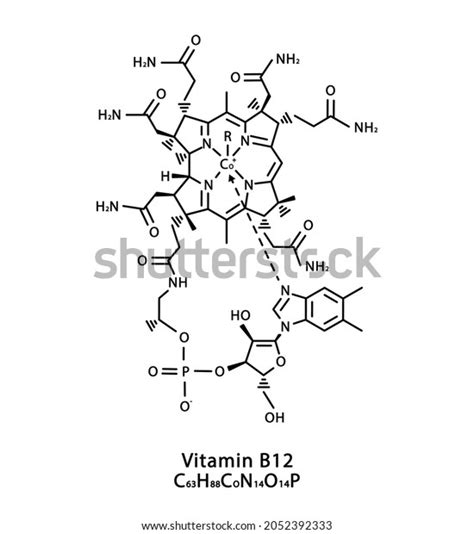 Vitamin B12 Cyanocobalamin Molecular Structure Vitamin Stock Vector Royalty Free 2052392333