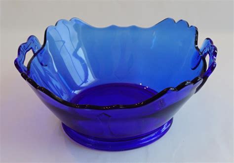 Large Antique Cobalt Blue Hnd Blown Glass Victorian Handled Etsy Antiques Handled Bowls