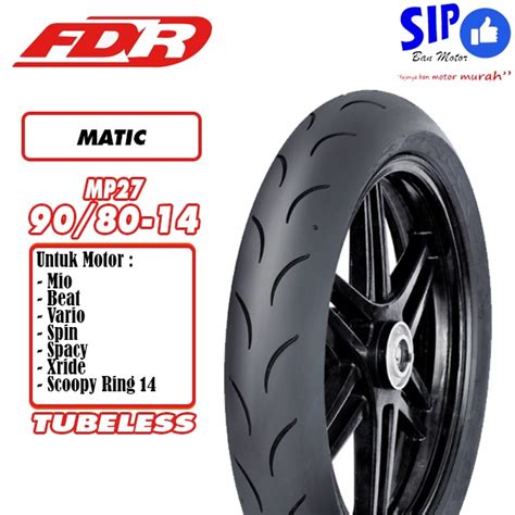 Automatic Motorbike Tires Soft Compound FDR Sport MP27 90 80 14