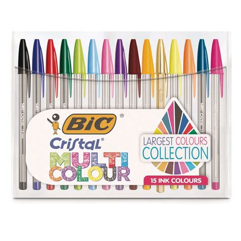 Set de 15 bolígrafos Cristal Bic colores surtidos Material bellas