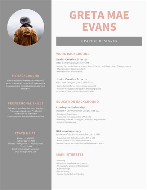 Free Custom Printable Graphic Design Resume Templates Canva