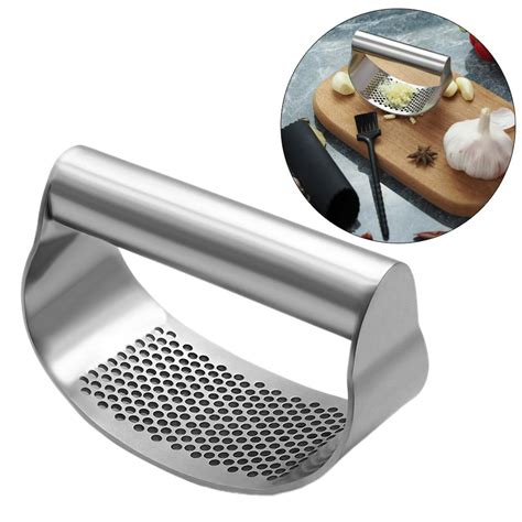 Stainless Steel Garlic Press Rocker Garlic Masher Squeezer Slicer Chopper Home Mincer Kitchen ...