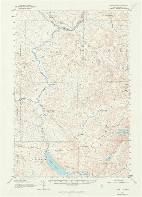 Baker Lake Maine 1962 1964 USGS Old Topo Map Reprint 15x15 ME Quad