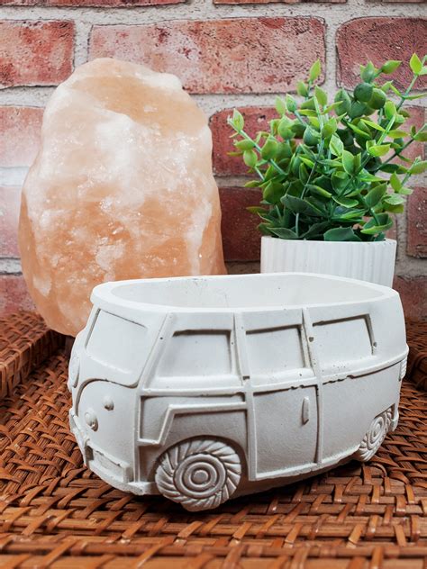 Vw Bus Planter Hippie Bus Surfer Bus Cement Planter Pot For Succulents Cactus Catch All