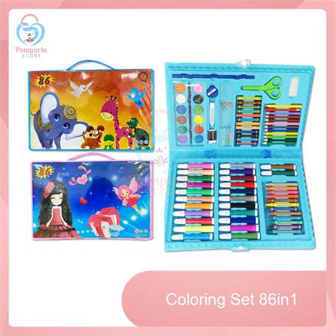 Jual Coloring Set 86in1 Alat Menggambar And Mewarnai Pensil Warna