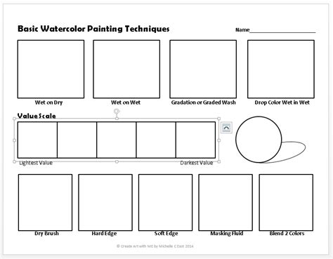 Basic Watercolor Painting Techniques Worksheet | Create Art with ME