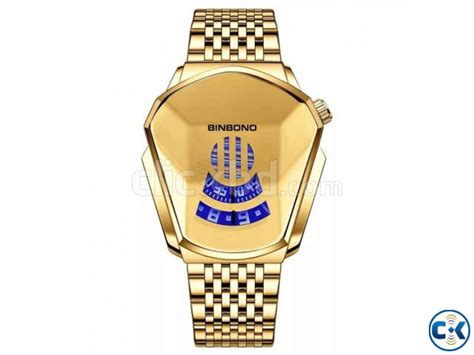 Binbond Fashion Men Watch Golden Geometric Shape Cool Dial Clickbd