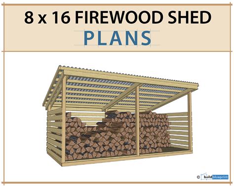 8x16 Firewood Shed Plans 5 Cord Wood Shed Diy Build Etsy Canada