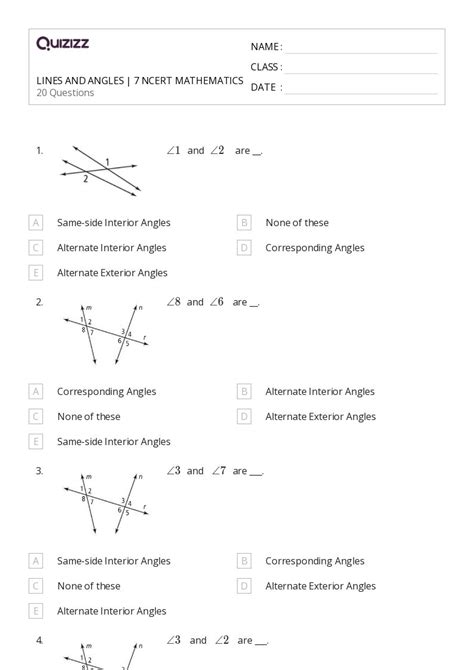 Angles Worksheets For Th Class On Quizizz Free Printable