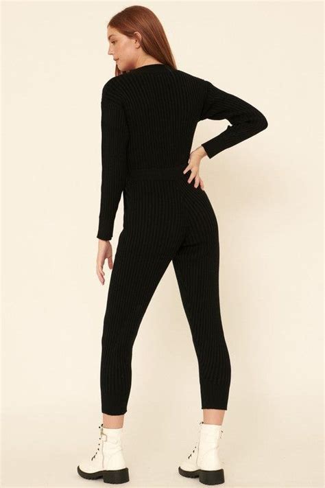 Ribbed Knit Jumpsuit Sweater Jumpsuit Ribbed Knit Sweater Knit Jumpsuit