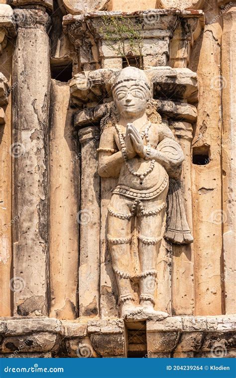 Statue Of Praying Woman On East Gopuram Virupaksha Temple Hampi