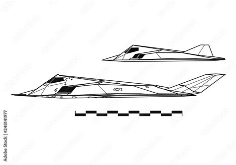 Lockheed F 117 Nighthawk Outline Drawing Stock Vector Adobe Stock