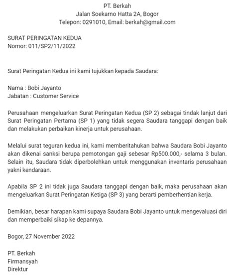 Contoh Surat Peringatan Karyawan Images