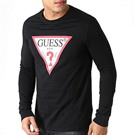 Guess Guess Black Logo Crew Neck Long Sleeve T Shirt M93i57k8fq0 Guess From Club Jj Uk