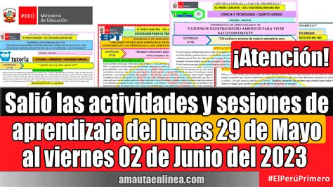 Sali Las Sesiones De Aprendizaje Del Lunes De Mayo Al Viernes De