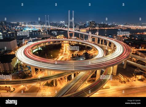 shanghai nanpu bridge at night Stock Photo - Alamy