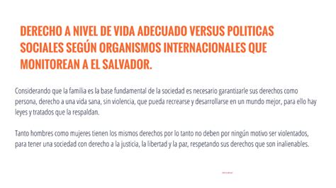 DERECHO A NIVEL DE VIDA ADECUADO VERSUS POLITICAS SOCIALES SEGÚN