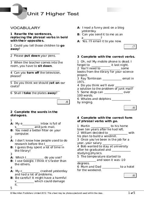 Doc Vocabulary 1 Rewrite The Sentences Replacing The Phrasal Verbs