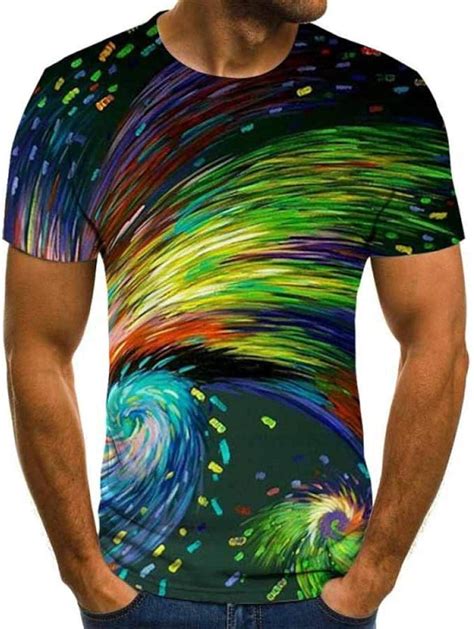 Hemd Herren Kurzarm Bunte Größe Vortex T Shirt männlich 3DT Shirt