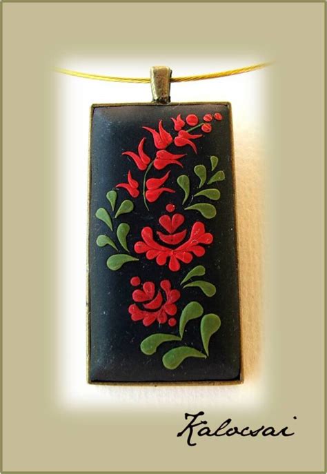 Hungarian Folk Motif Pendant Polymer Clay Jewelry Tulip Etsy