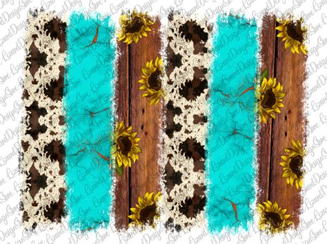 Western Sunflower Turquoise Background Png Sunflower Wood Etsy