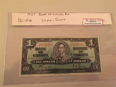 1937 Canada $1 Dollar Bill