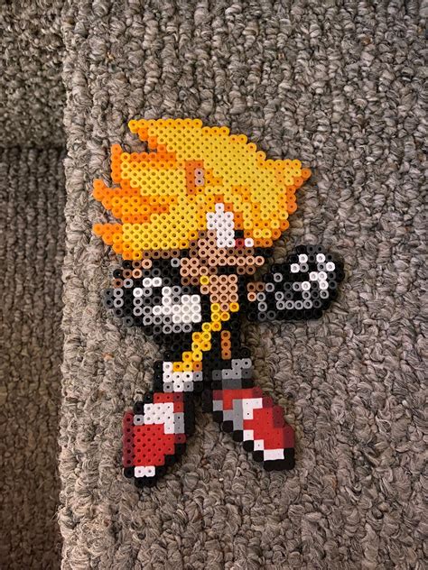 Sonic The Hedgehog Golden Sonic Perler Bead Magnet Etsy Canada