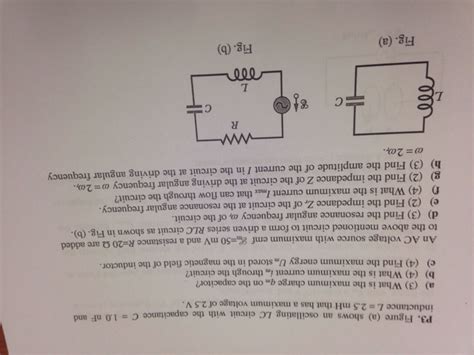 Solved Shows An Oscillating Lc Circuit With The Capacitor C Chegg