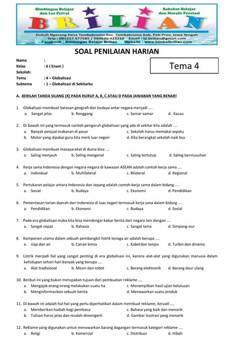 Soal Kelas 6 Tema 4 Homecare24