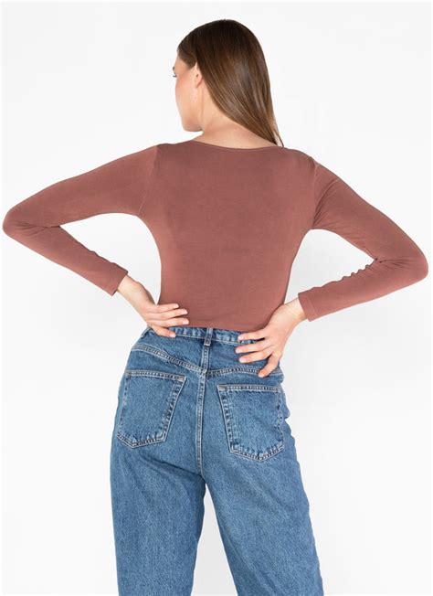 Bamboo L S Crop Scoop Neck Top Buy Cest Moi Usa