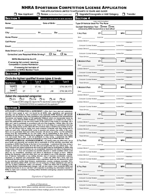 Fillable Online Nhra Sportsman License Application Fax Email Print