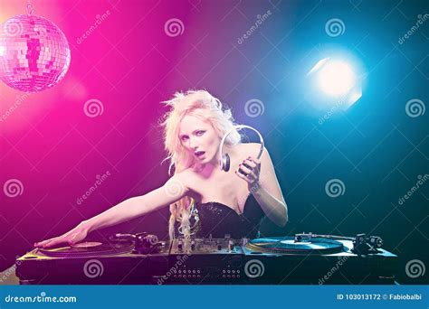 Blonde Dj Playing Music At Club Stock Photo Image Of Cute Adult