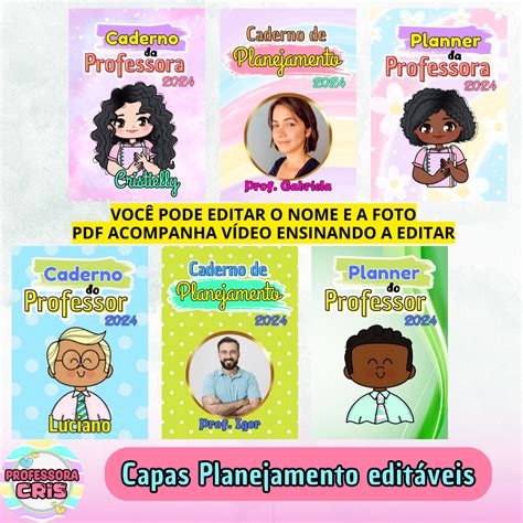 Capas de Planejamento 2024 editáveis Professora Cris Ensinando