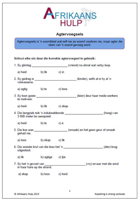 Agtervoegsels Graad 4 En 5 1 Afrikaans Hulp