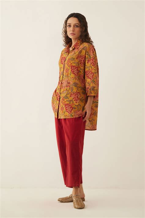 Burnt Orange Floral Chintz Shirt Shivani Bhargava